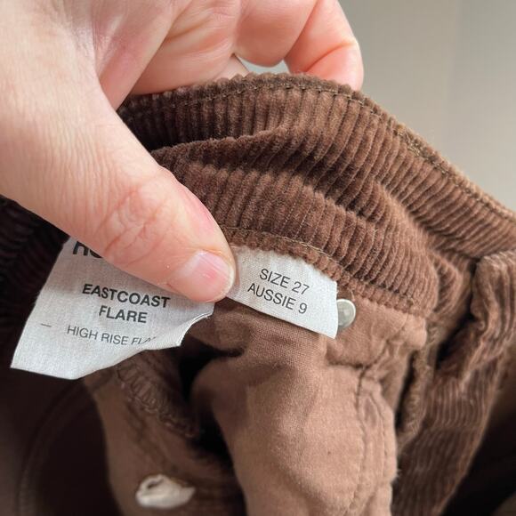 Rolla’s Eastcoast Flare Corduroy Pants 27 Brown High Rise Retro 70s Boho - Picture 8 of 9